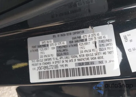 2020 Mazda Cx-5 Sport z USA, uszkodzony, nr VIN JM3KFABM8L0721885